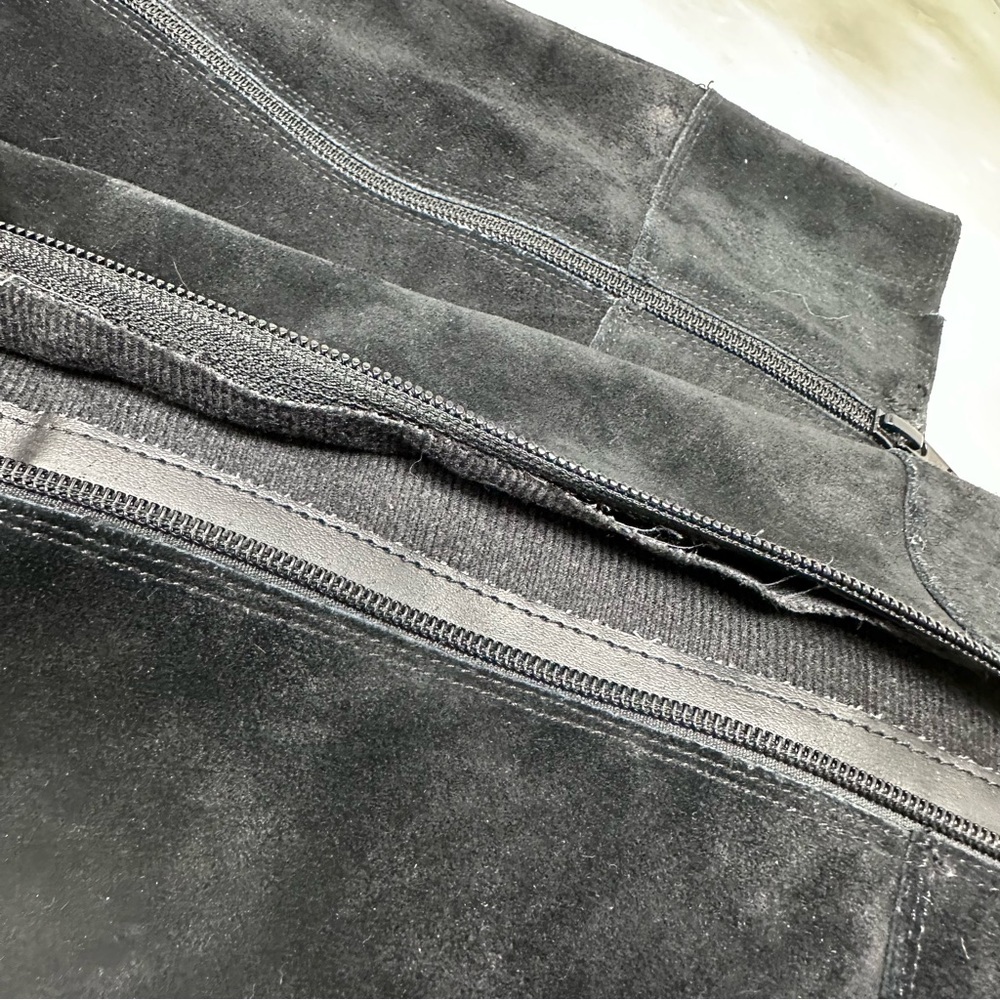Steve Madden Ballott Black Suede Knee High Boots Almond Toe Size 9 - Picture 12 of 14